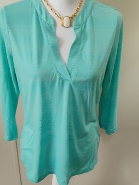 Talbots Mint Green V-Neck Long Sleeve Top